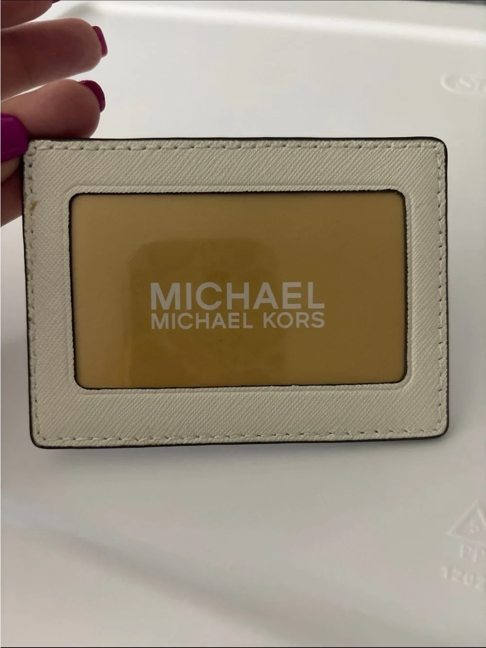 Holiday sale!Michael Kors White Saffiano Leather Card Holder & Card Case Set